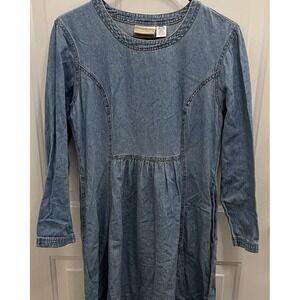Coldwater Creek Chambray Denim Maxi Dress Size S Y2K Western Modest Prairie